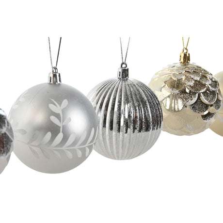 Boules de Noël Home ESPRIT Doré Argenté PVC (2 Unités)