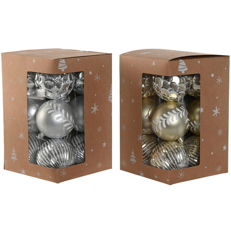 Boules de Noël Home ESPRIT Doré Argenté PVC (2 Unités)