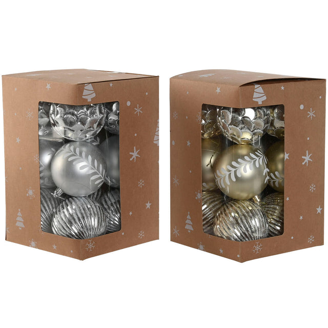 Boules de Noël Home ESPRIT Doré Argenté PVC (2 Unités)