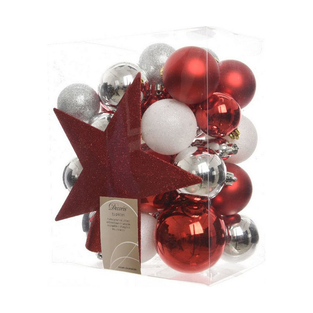 Boules de Noël Decoris 33 Pièces Blanc/Rouge
