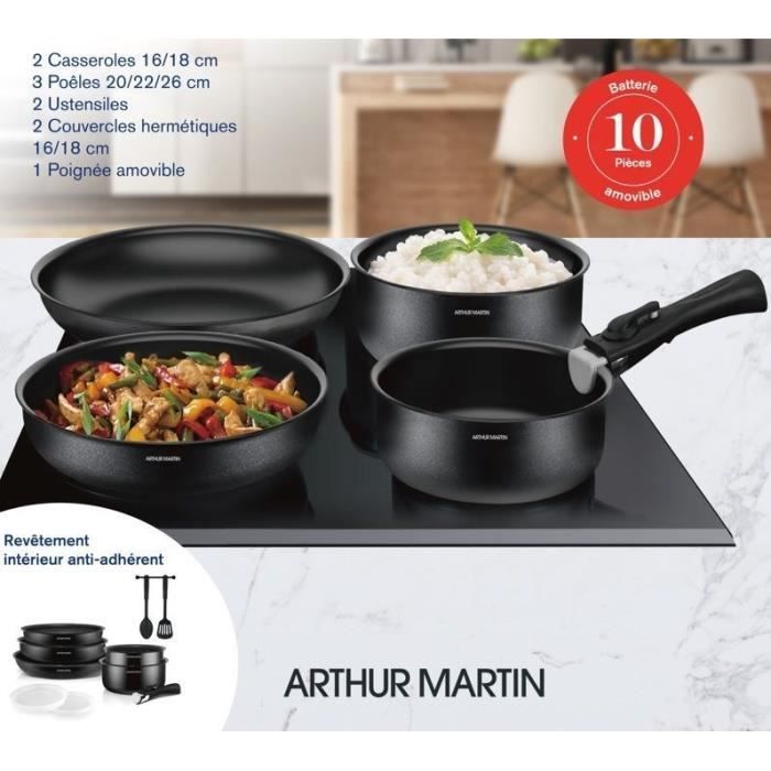 Batterie de cuisine 10 pièces Arthur Martin en Aluminium