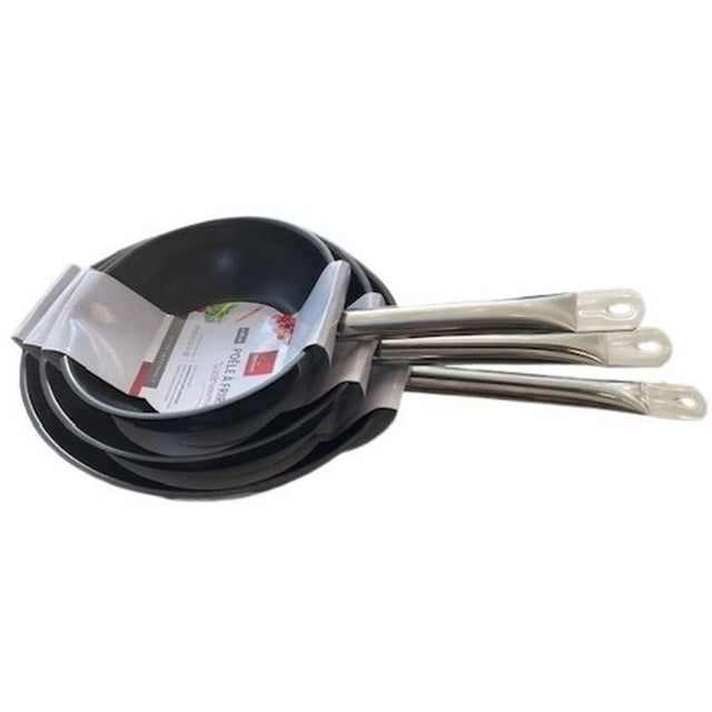 Lot de 3 poêles BAUMALU en Acier Inoxydable (20 / 24 / 28 cm)