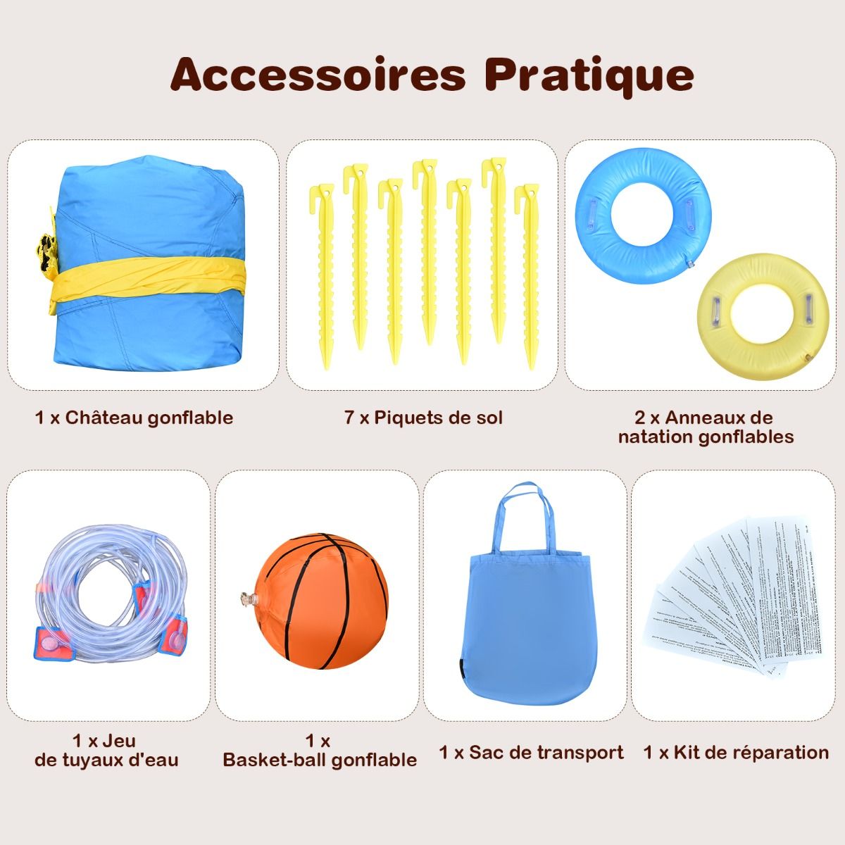 Château gonflable avec toboggan aquatique