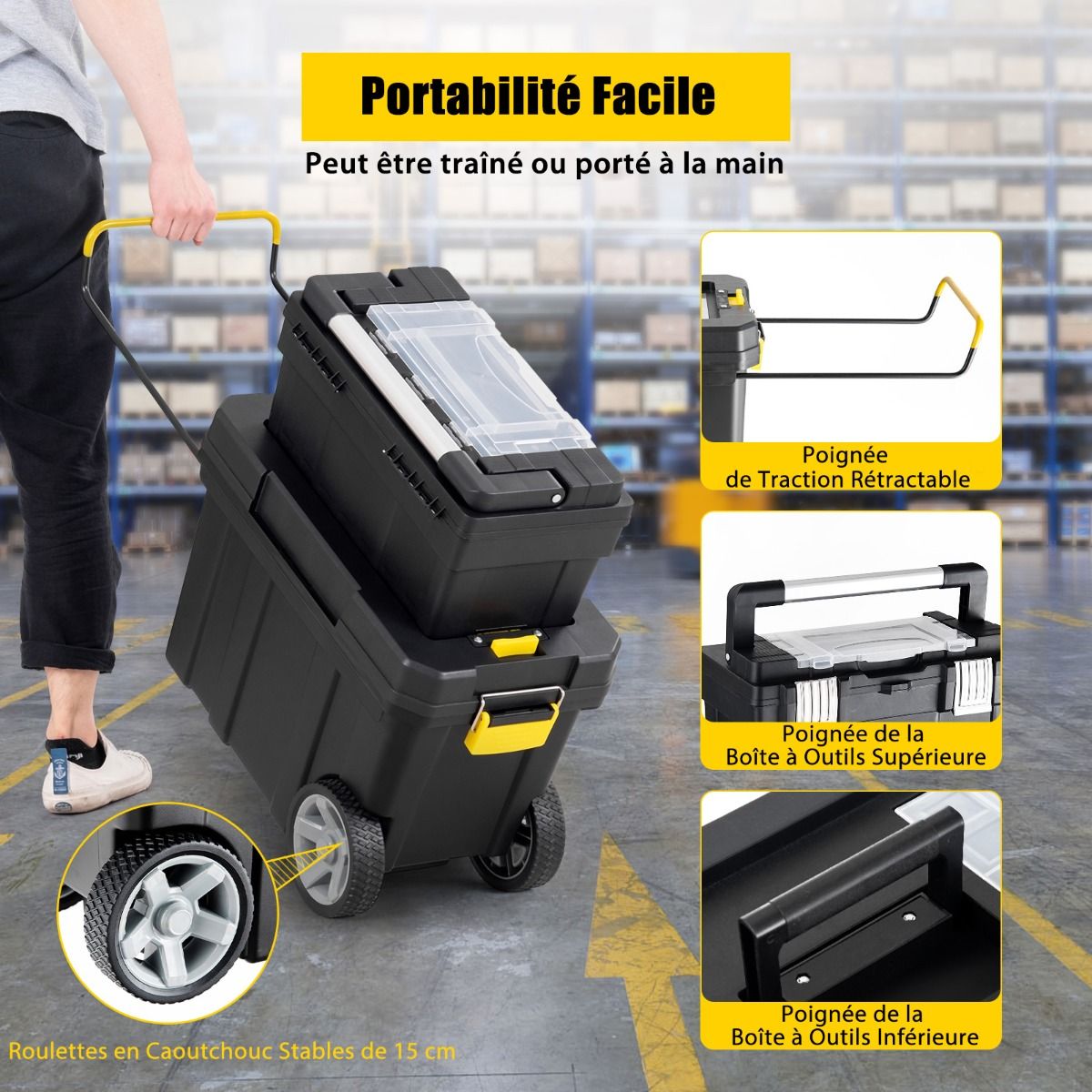 Lot de 2 Boîtes à Outils de Rangement