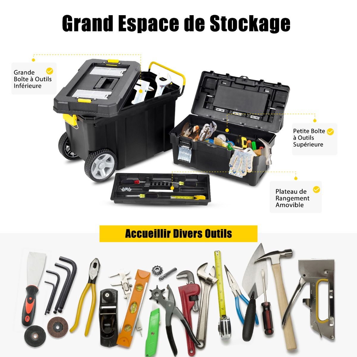 Lot de 2 Boîtes à Outils de Rangement
