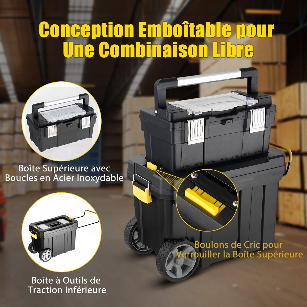 Lot de 2 Boîtes à Outils de Rangement