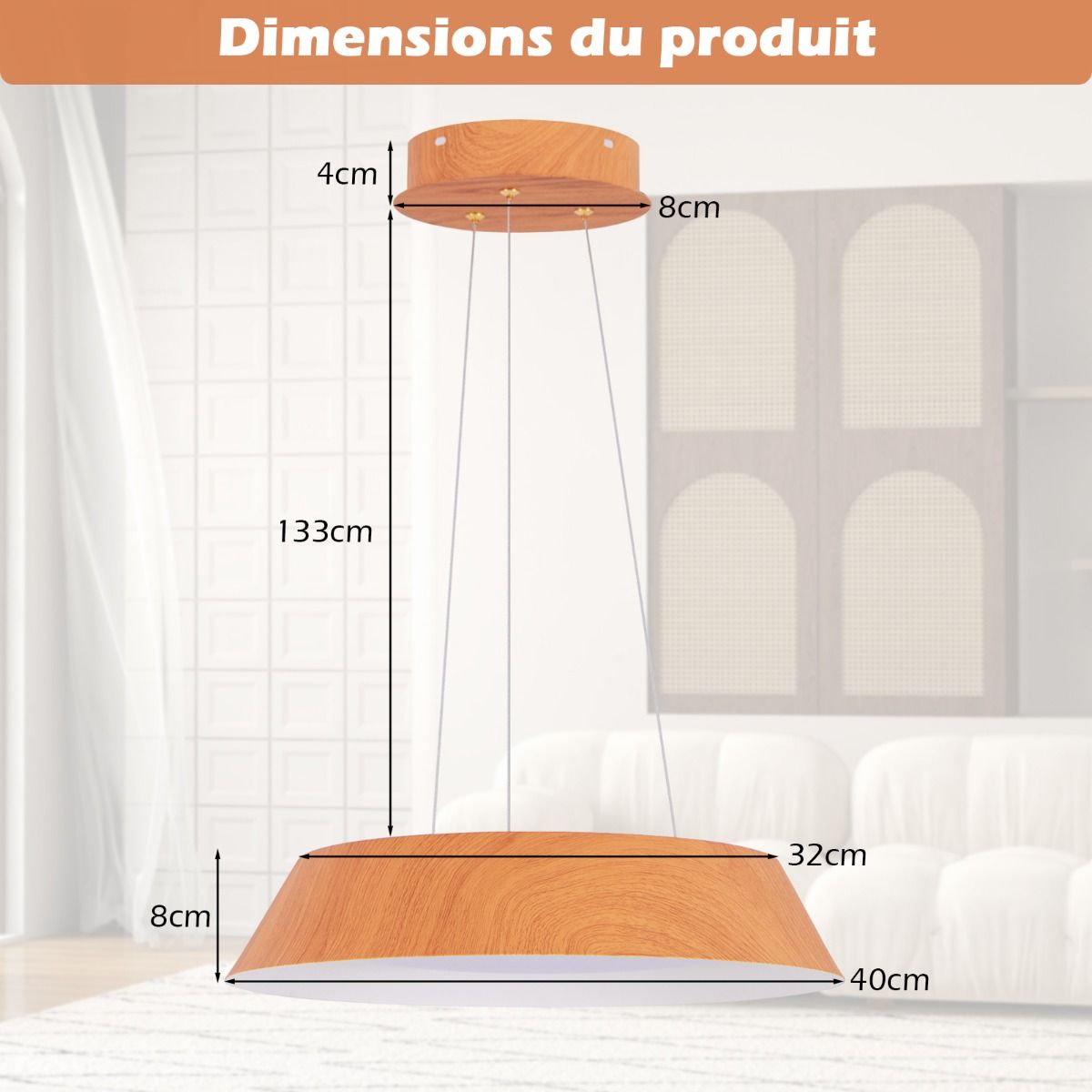 Lustre à Éclairage LED suspendu de 40 Cm 21 W 3000 K