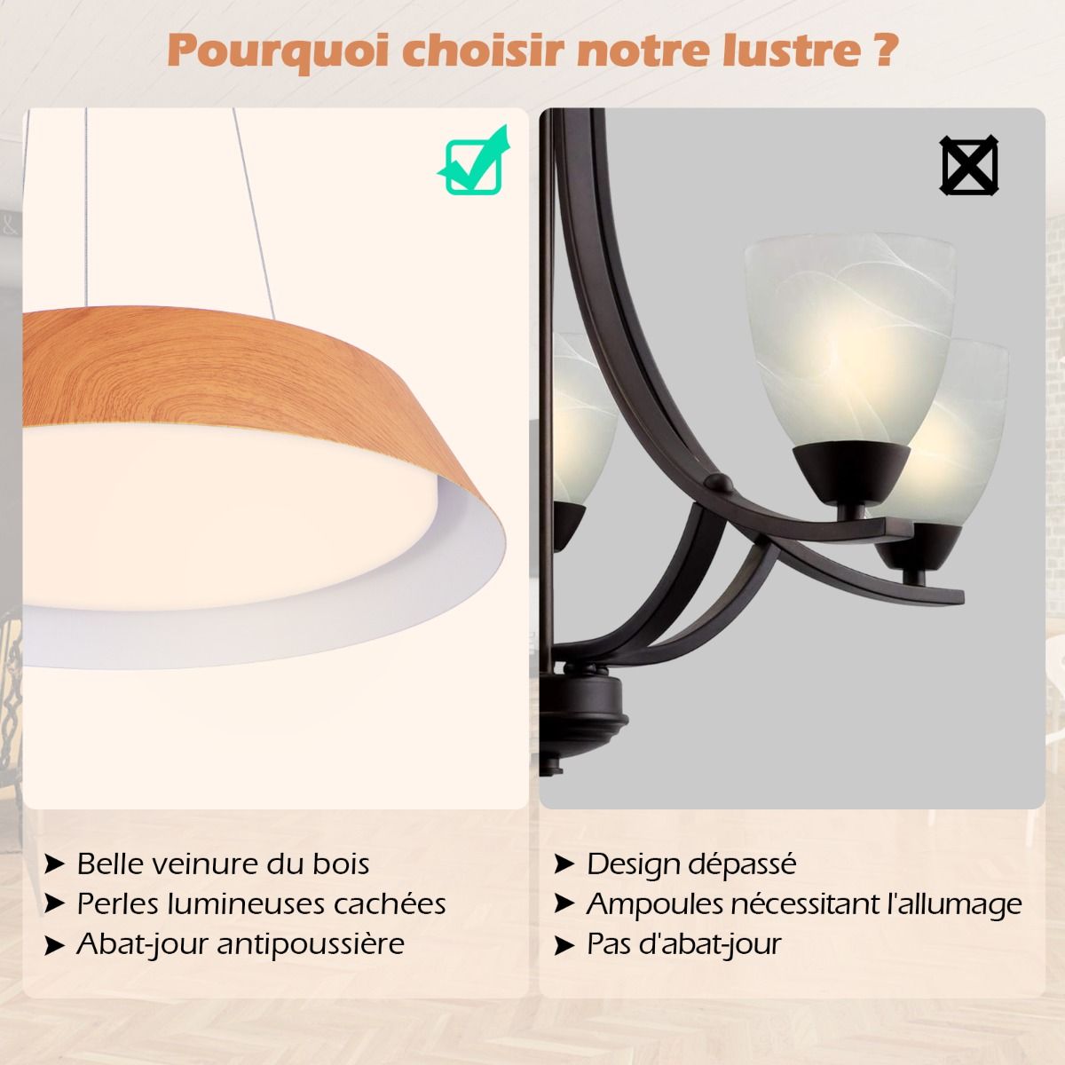 Lustre à Éclairage LED suspendu de 40 Cm 21 W 3000 K
