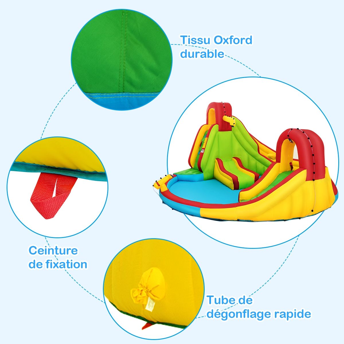 Château Gonflable pour Enfants avec 2 Toboggans et Pataugeoire
