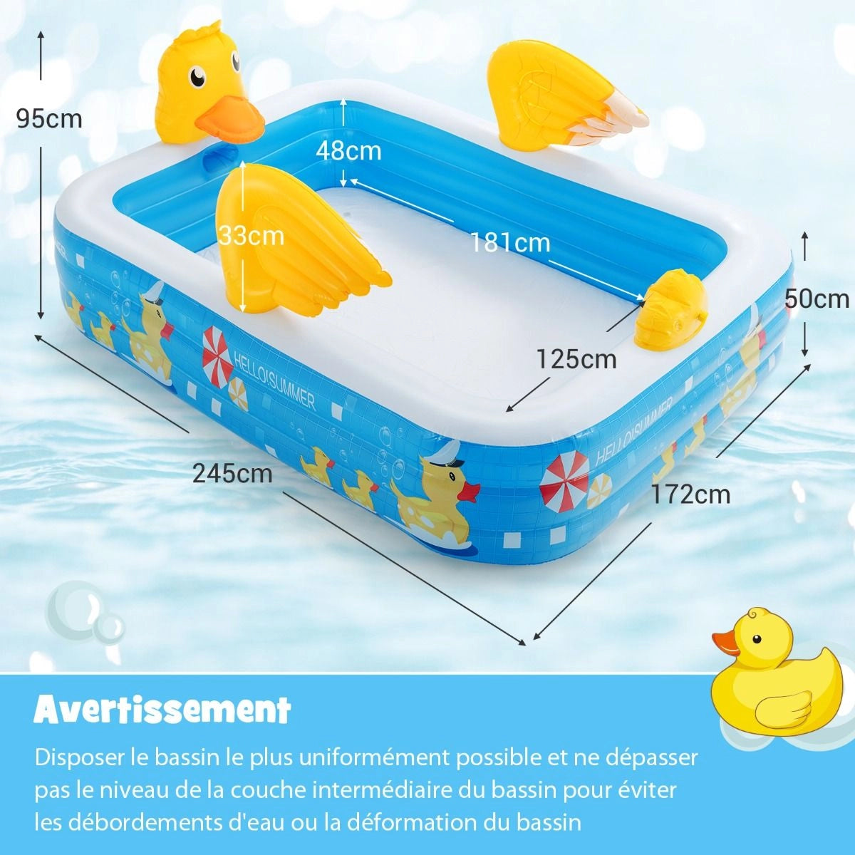 Piscine Gonflable rectangulaire pour famille