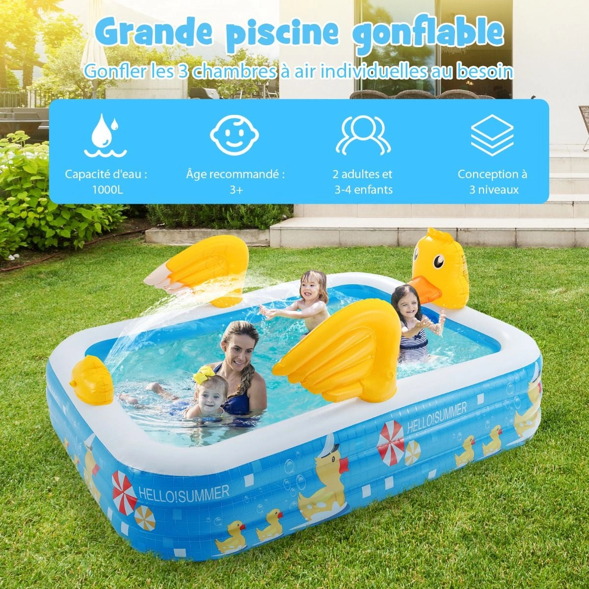Piscine Gonflable rectangulaire pour famille
