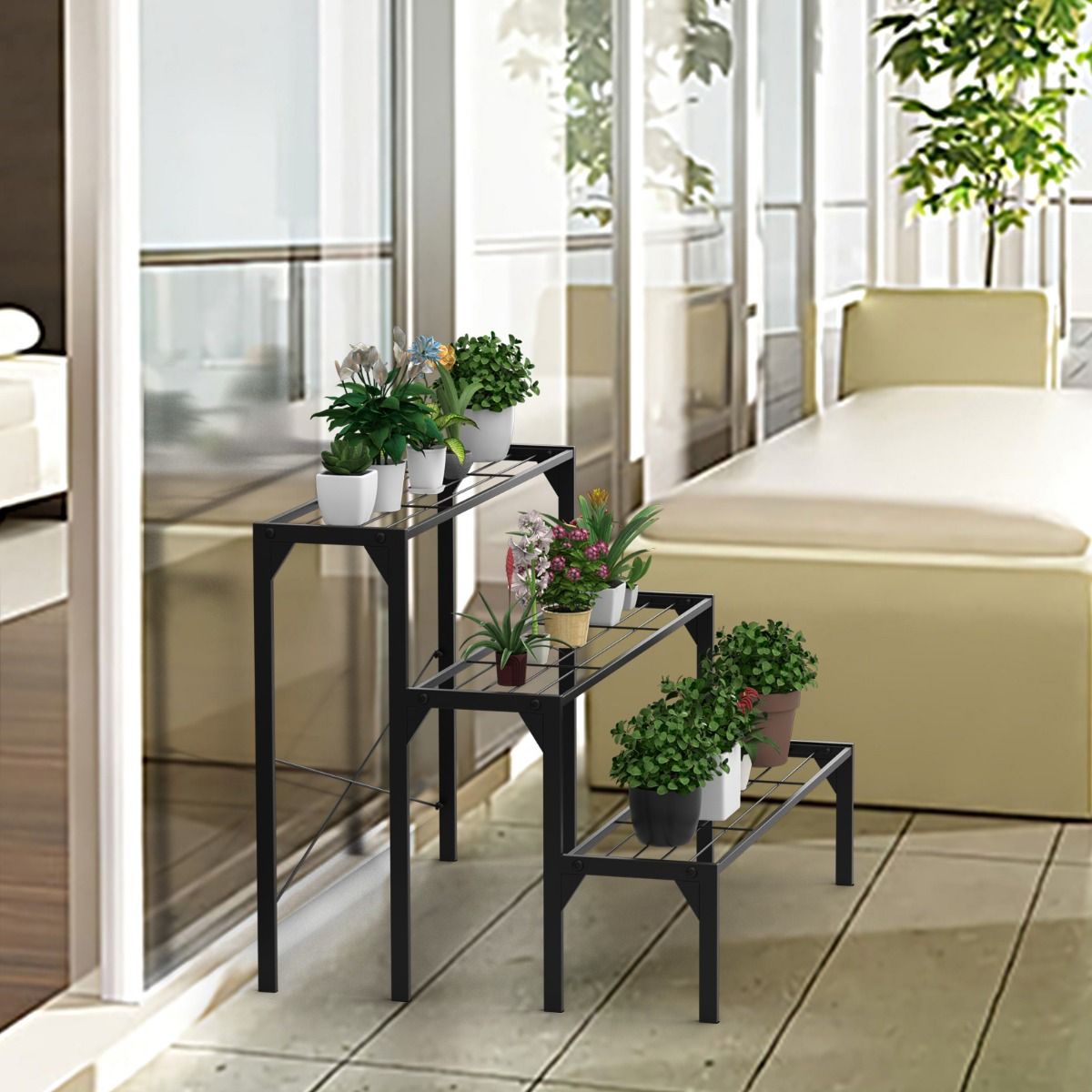 Étagère Plantes en Métal à 3 Niveaux