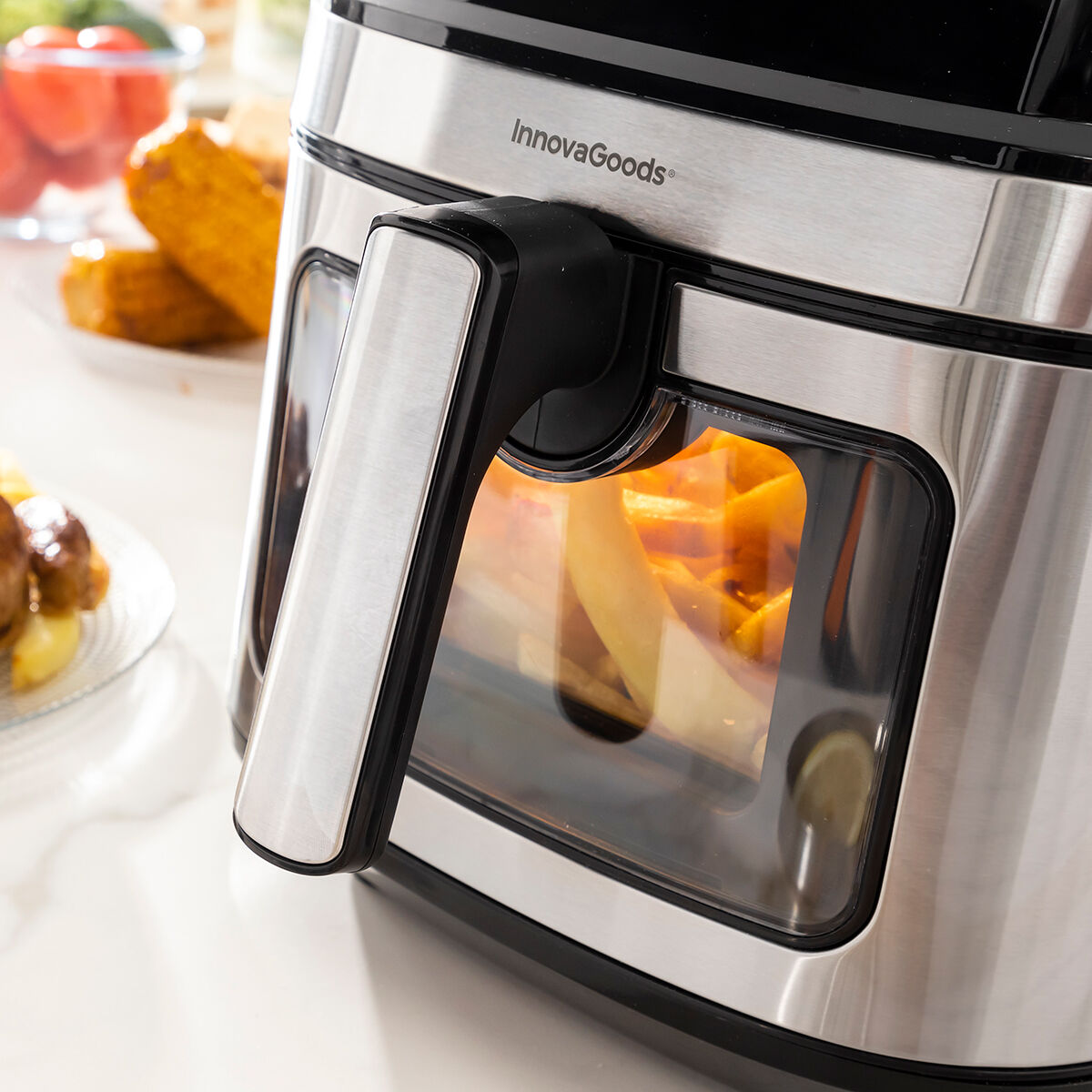 Friteuse sans Huile InnovaGoods Noir en Acier inoxydable 1700 W 6,5 L - Brikoneo