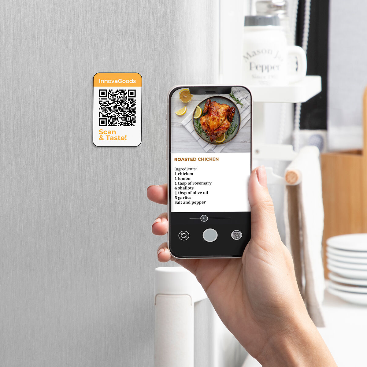 Friteuse sans Huile InnovaGoods Noir en Acier inoxydable 1700 W 6,5 L - Brikoneo