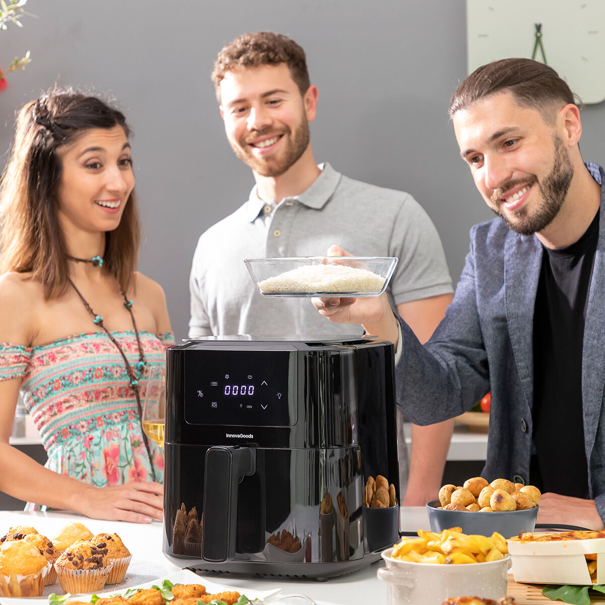 Friteuse sans huile avec balance InnovaGoods Noir 1500 W 5 L - Brikoneo