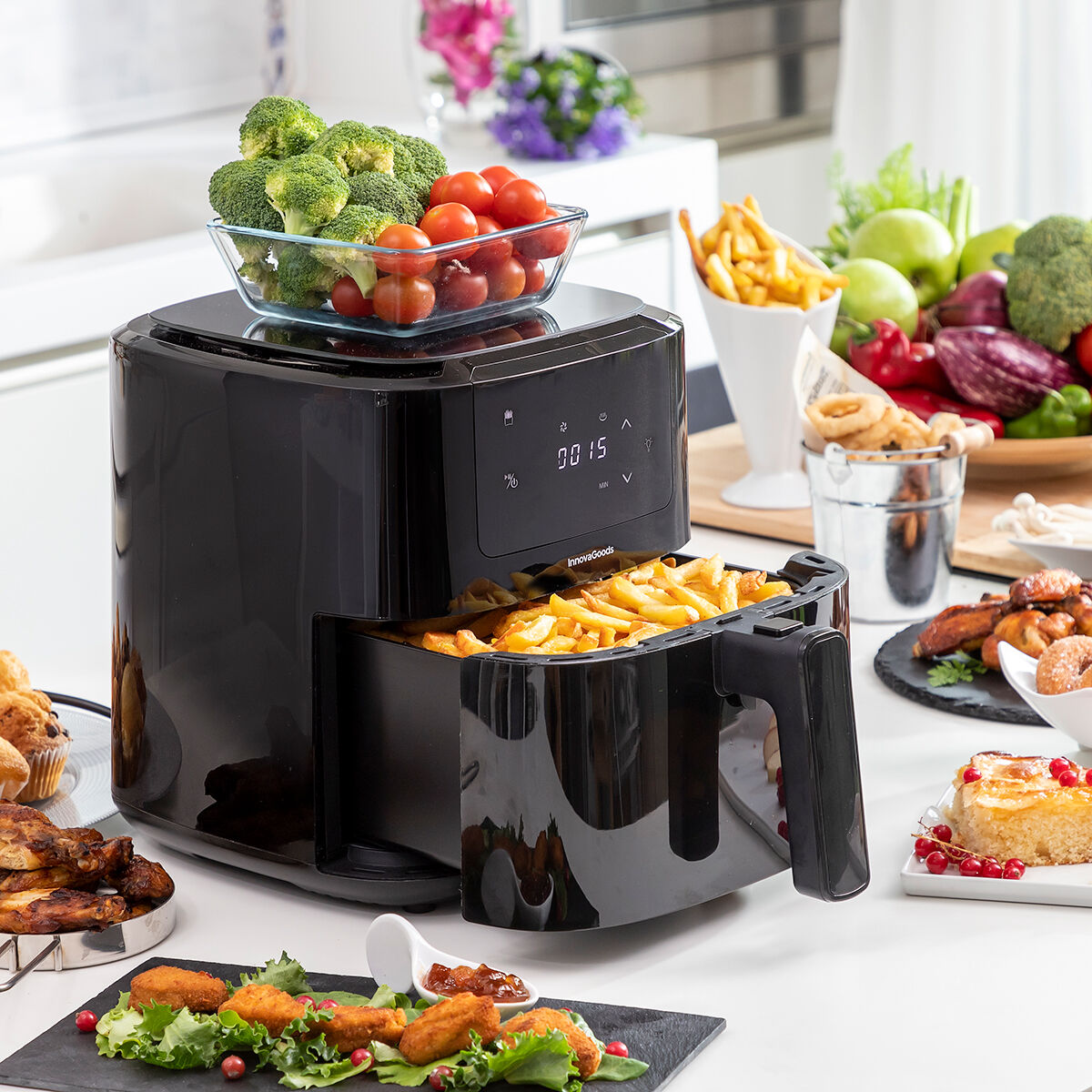 Friteuse sans huile avec balance InnovaGoods Noir 1500 W 5 L - Brikoneo
