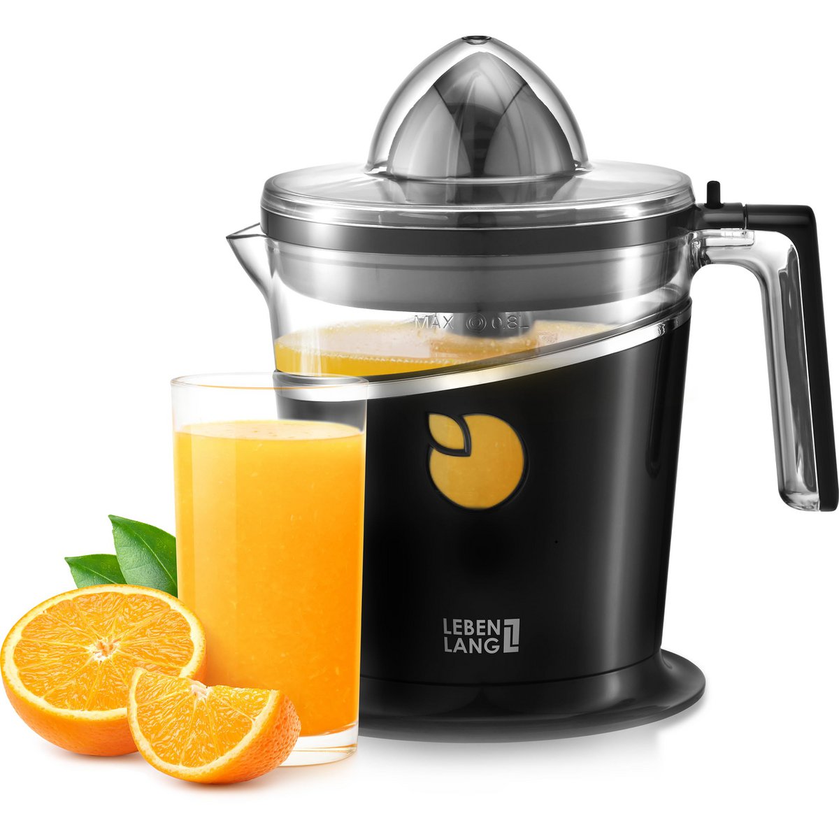 Presse-Agrumes Électrique Lebenlang 800ml – 2 Cônes, Sans BPA