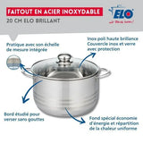 Faitout haut ELO Brillant 20 cm en inox avec couvercle – 3,2 L