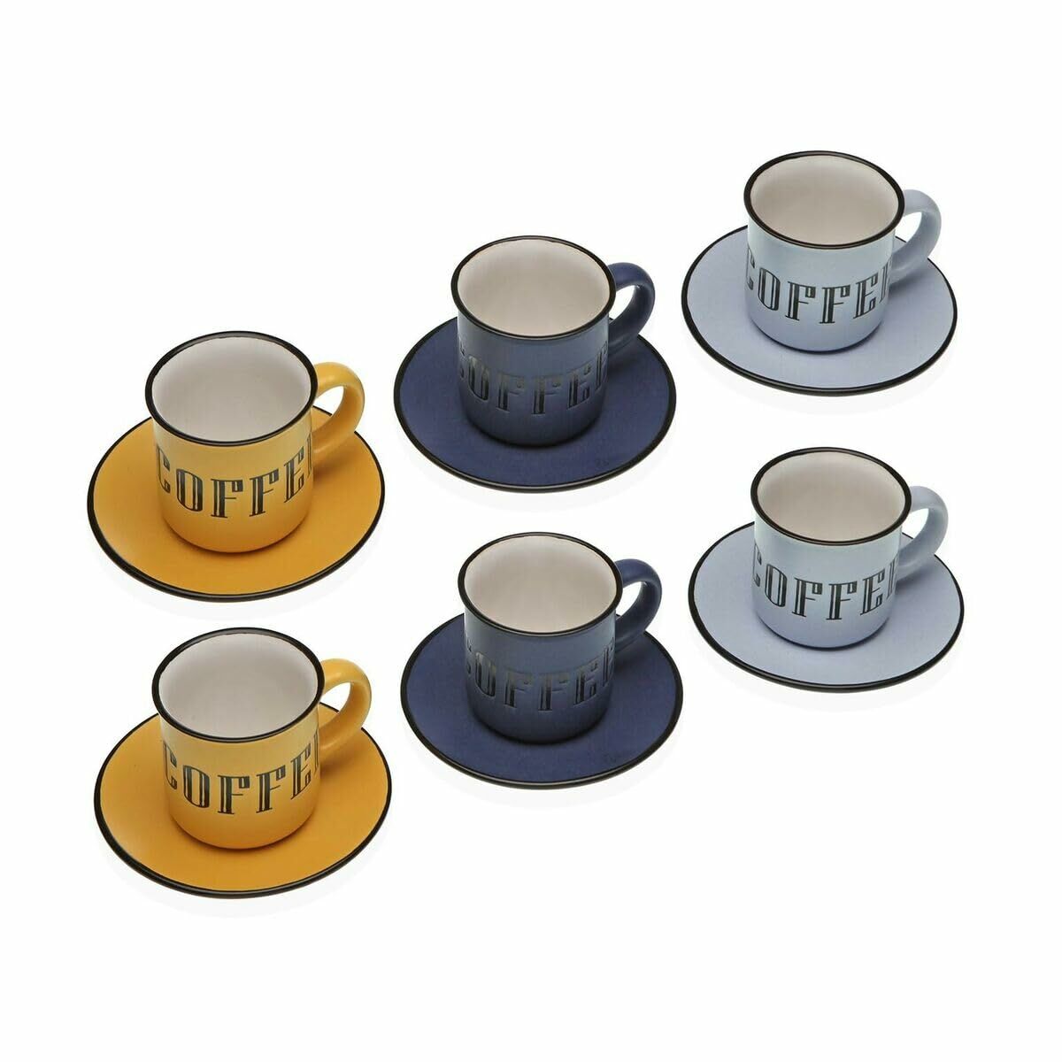 Lot de 6 tasses avec plat Versa Abia Multicouleur