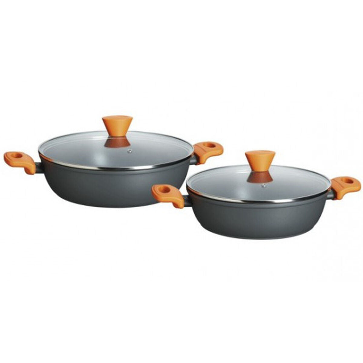 Lot de 2 Casseroles avec Couvercle Inoxibar Noir 26 - 28 cm