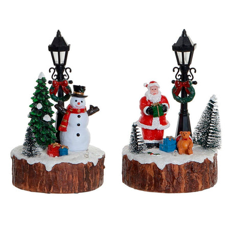 Figurine Décorative DKD Home Decor avec Lumière LED et Bonhomme de Neige (2 Unités)