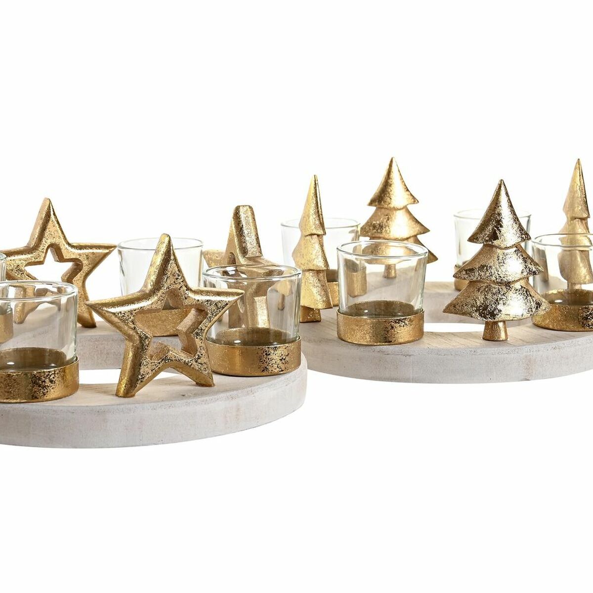 Bougeoirs de Noël DKD Home Decor Naturel Doré (2 Unités)