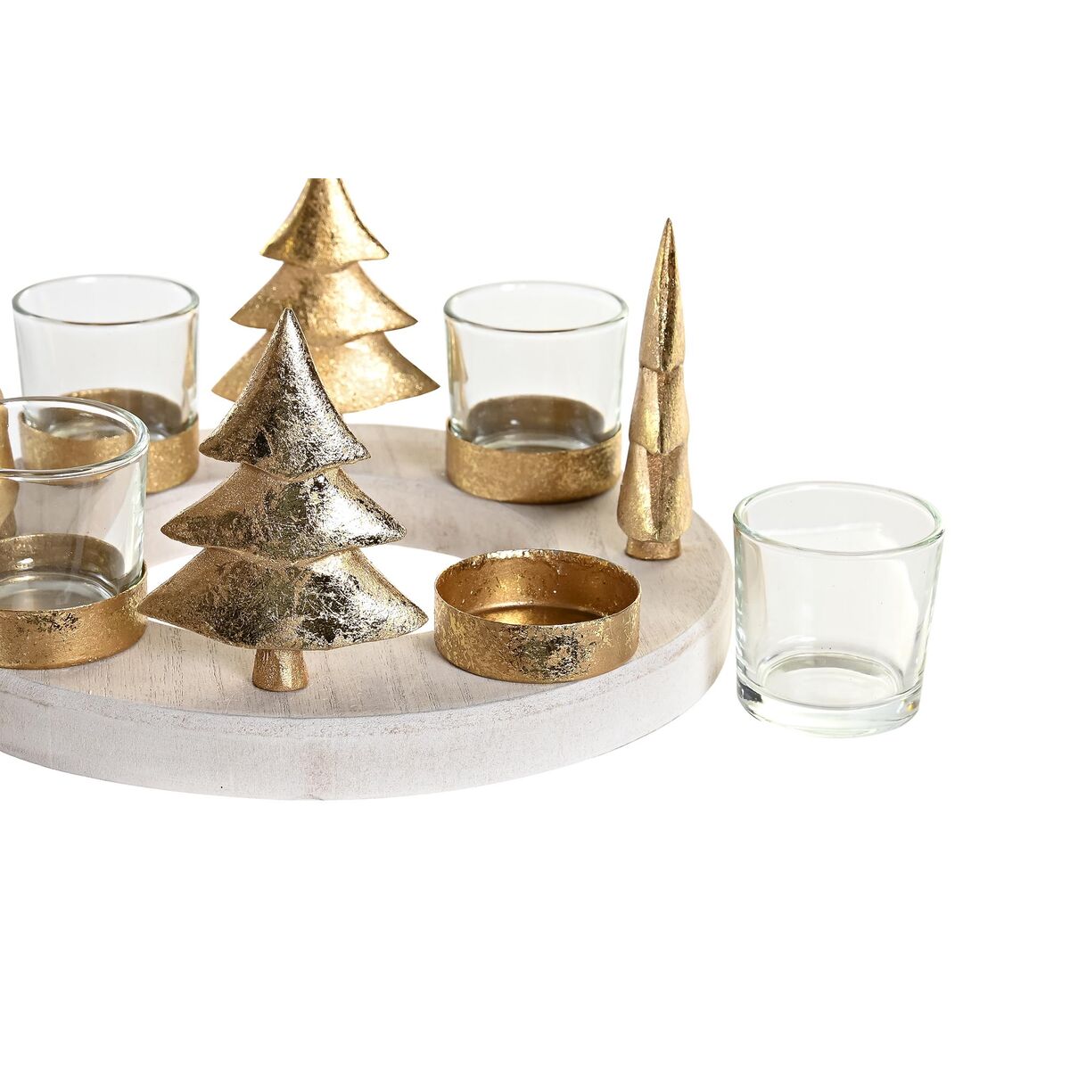Bougeoirs de Noël DKD Home Decor Naturel Doré (2 Unités)
