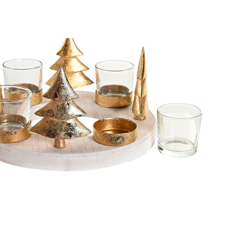 Bougeoirs de Noël DKD Home Decor Naturel Doré (2 Unités)