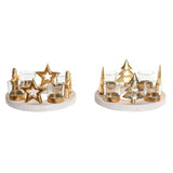 Bougeoirs de Noël DKD Home Decor Naturel Doré (2 Unités)