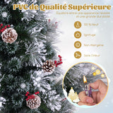 Sapin de Noël Floqué avec Lumières LED et 8 Modes d'Eclairage 150CM/180CM