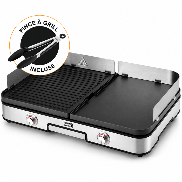 Grill électrique de table LEBENLANG 2400 W – Intérieur & balcon