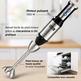 Mixeur plongeant LEBENLANG 1000 W Inox – 8 vitesses + Turbo