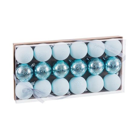 Boules de Noël Bleu Plastique 4 cm (18 Unités)