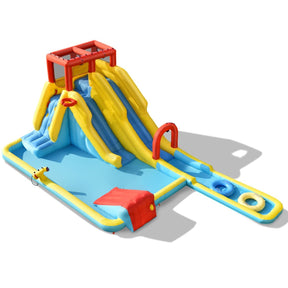Château gonflable avec toboggan aquatique 