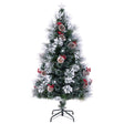 Sapin de Noël Floqué avec Lumières LED et 8 Modes d'Eclairage 150CM/180CM