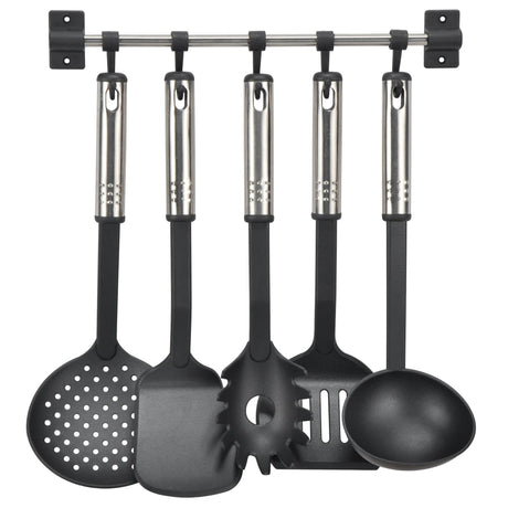 HI Ensemble d'ustensiles de cuisine 6 pcs Noir et argenté