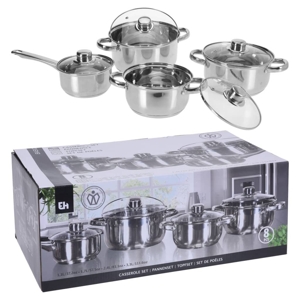 Ensemble de casseroles 8 pcs Acier inoxydable