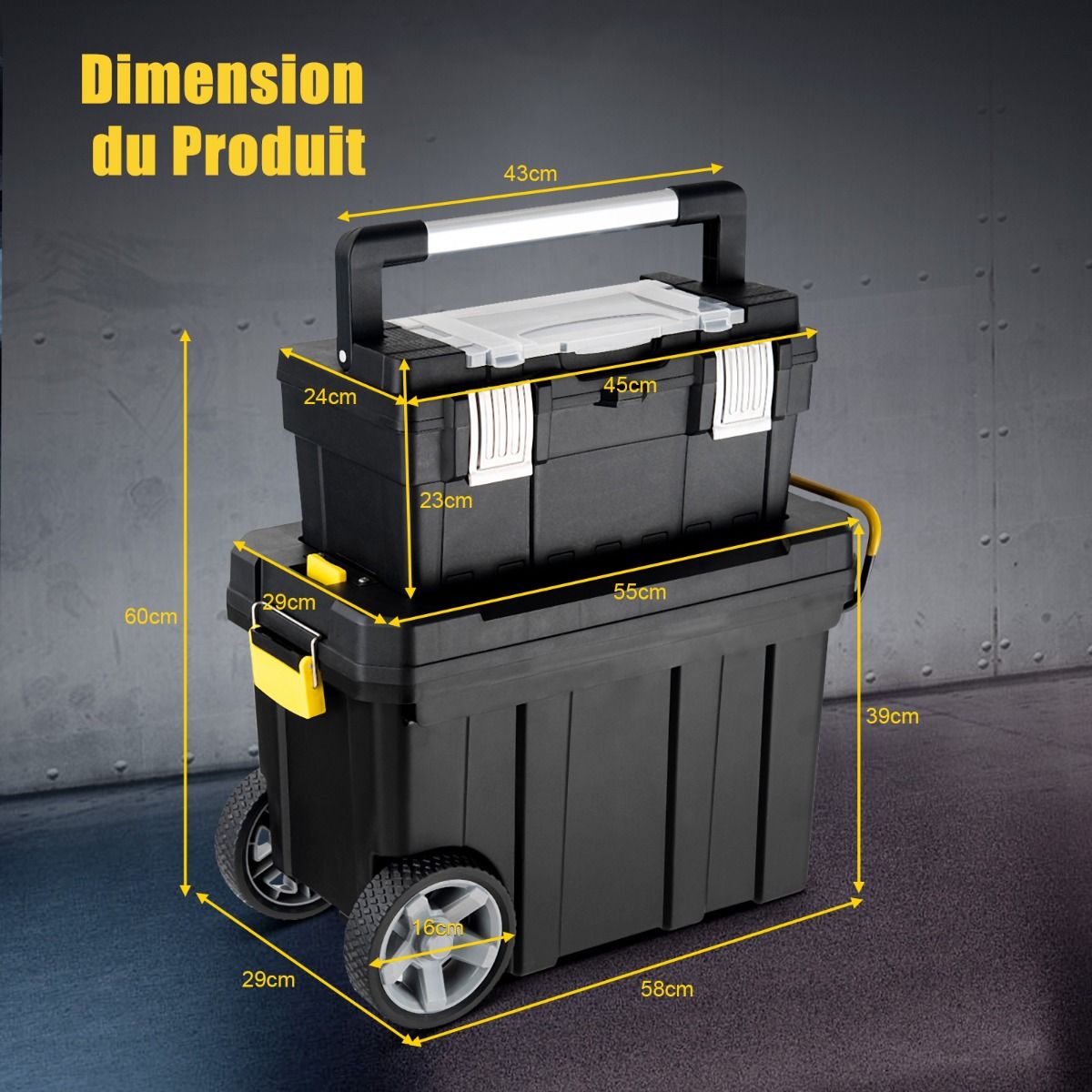 Lot de 2 Boîtes à Outils de Rangement