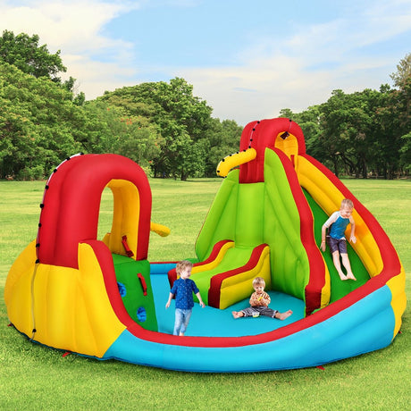 Château Gonflable pour Enfants avec 2 Toboggans et Pataugeoire