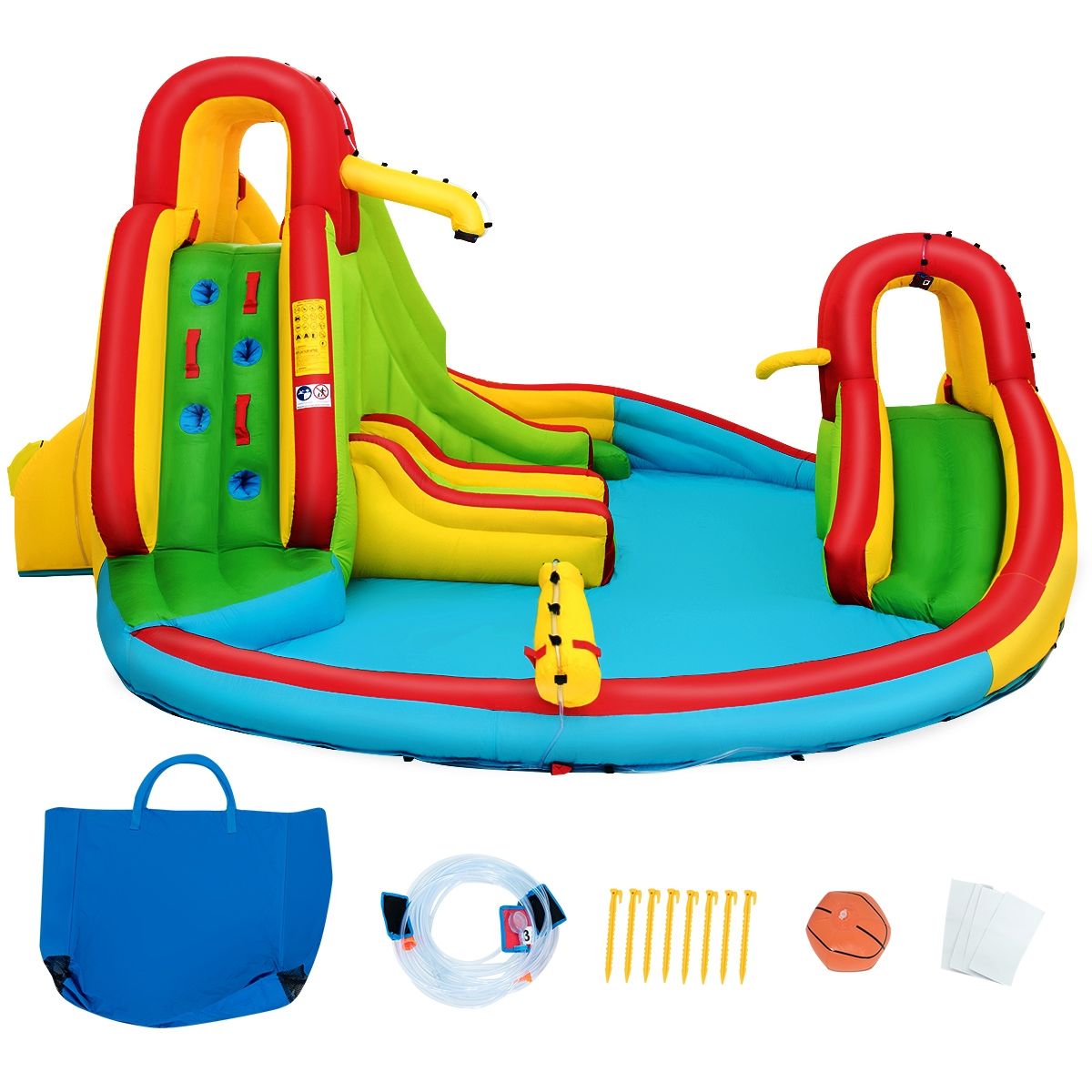 Château Gonflable pour Enfants avec 2 Toboggans et Pataugeoire
