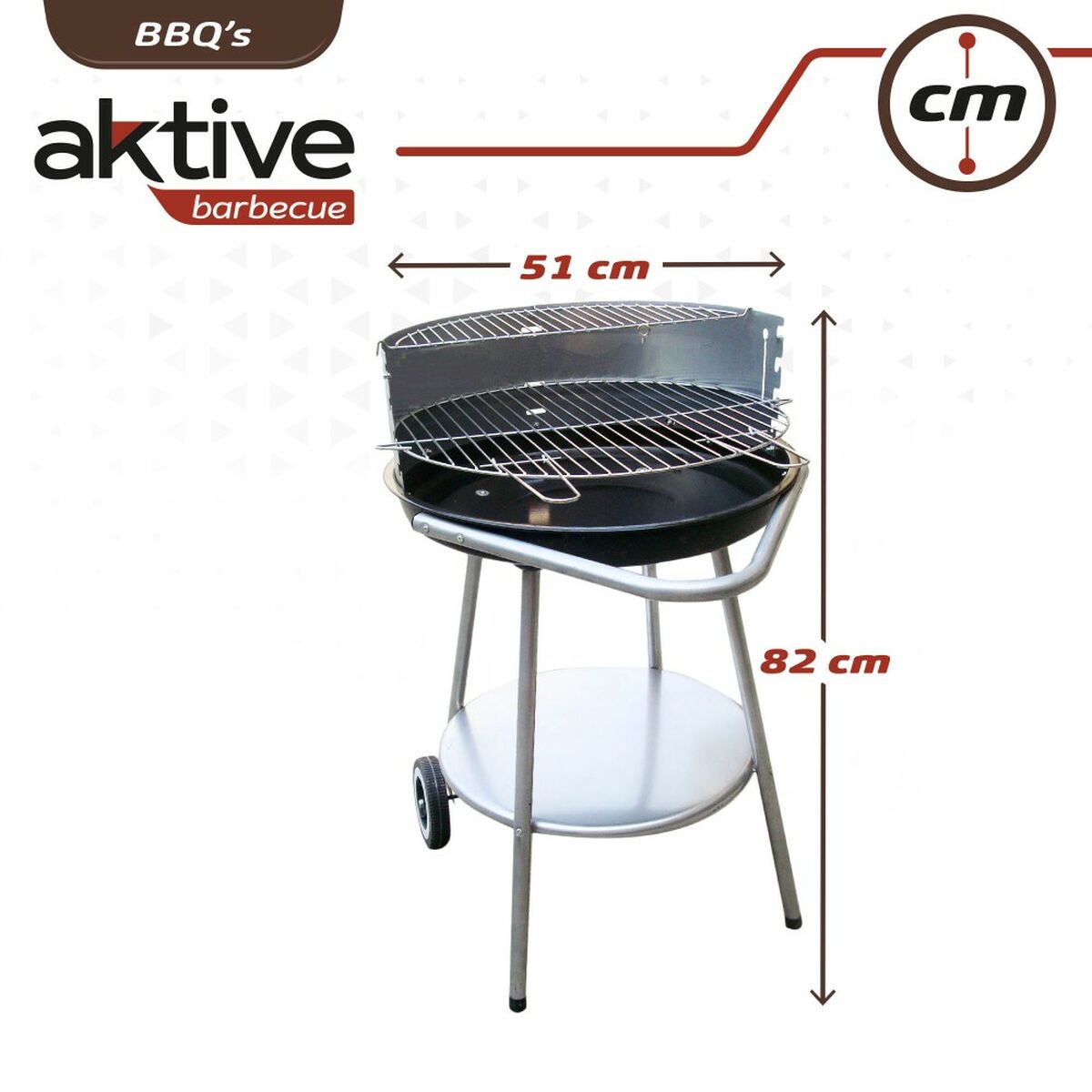 Roues de barbecue au charbon de bois Aktive - brikoneo