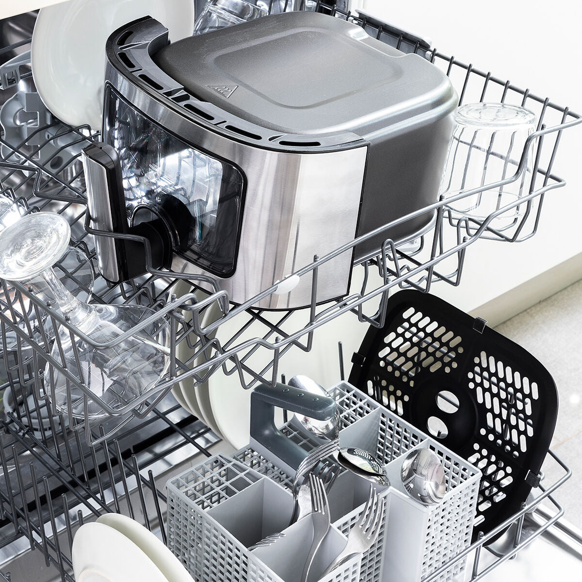 Friteuse sans Huile InnovaGoods Noir en Acier inoxydable 1700 W 6,5 L - Brikoneo